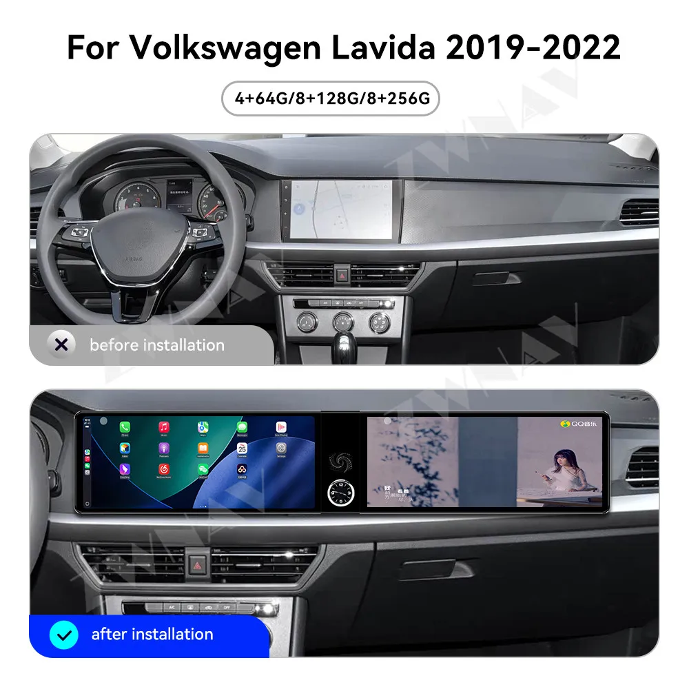 Android13 Carplay Car Radio Dual 12.3inch Touch Screen For Volkswagen Lavida 2019-2022 GPS Navigation Androidauto Head Unit Auto