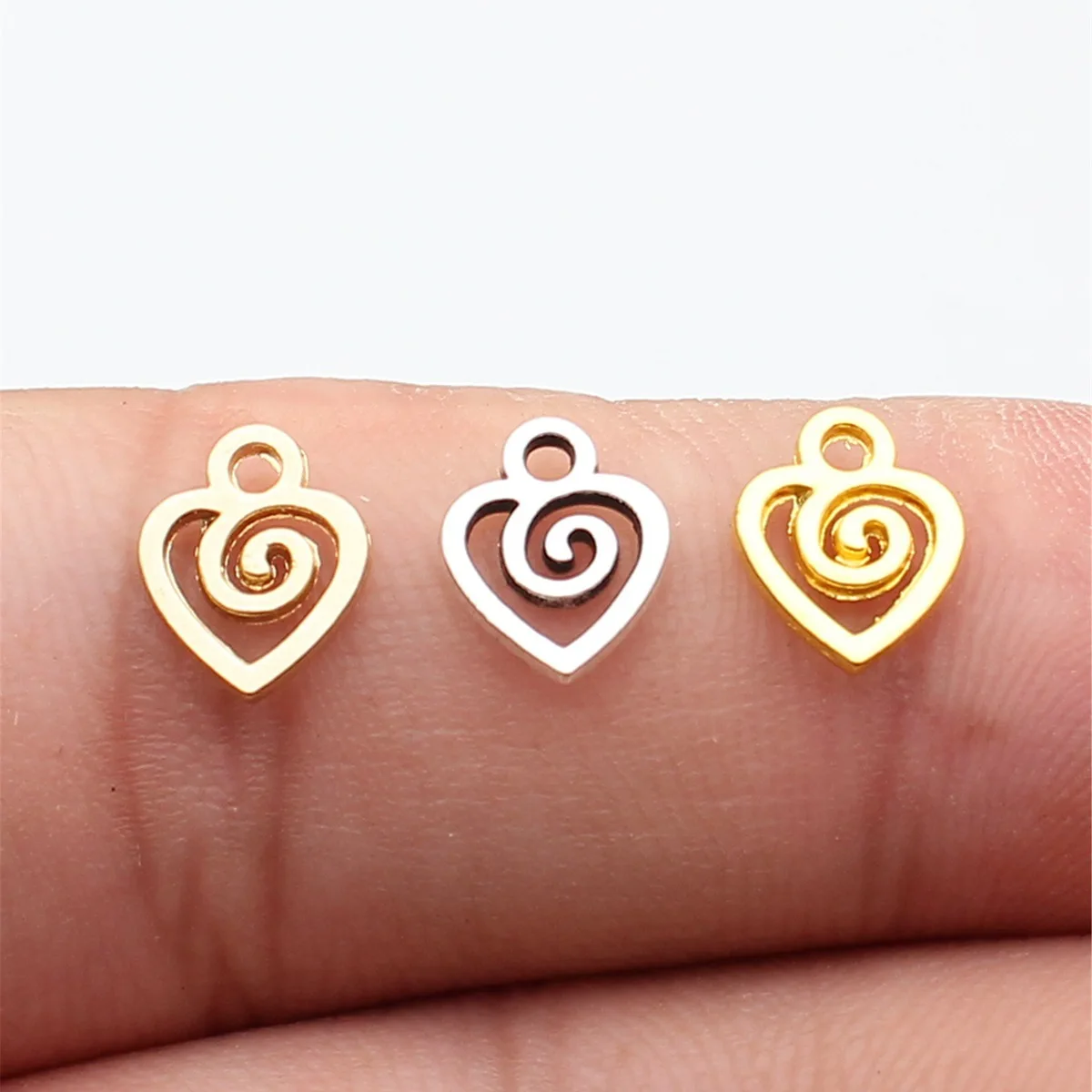 WYSIWYG 40pcs Charms 10x7mm Swirl Heart Charms For Jewelry Making DIY Jewelry Findings 3 Colors Alloy Charms Pendant