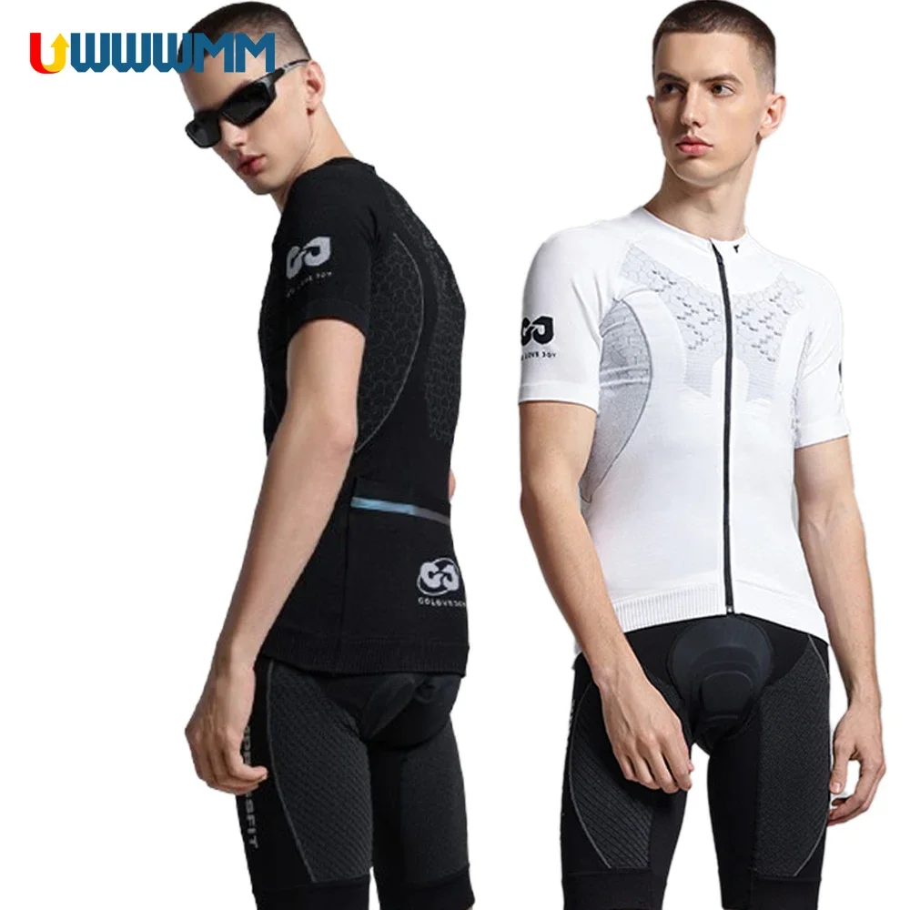 Breathable Cycling Shirt Short Sleeve Men Biking Jersey Reflective Shirt Sport Outdoor Moisture Wicking Bike Jersey Top Mountain