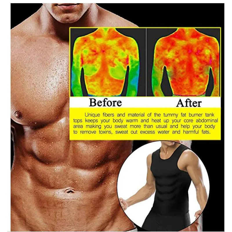 1pcs Men\'s Shapewear Coated Silver Vest Exercise slimming corset Compression Sweat Reducing Fat Sauna Tops Men Waist Trainer