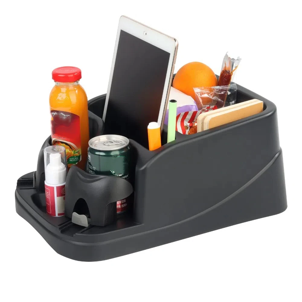 

Многофункциональный органайзер для автомобильной консоли, регулируемый, 3 больших отделения для хранения, органайзер для автомобильного сиденья с 2 подстаканниками