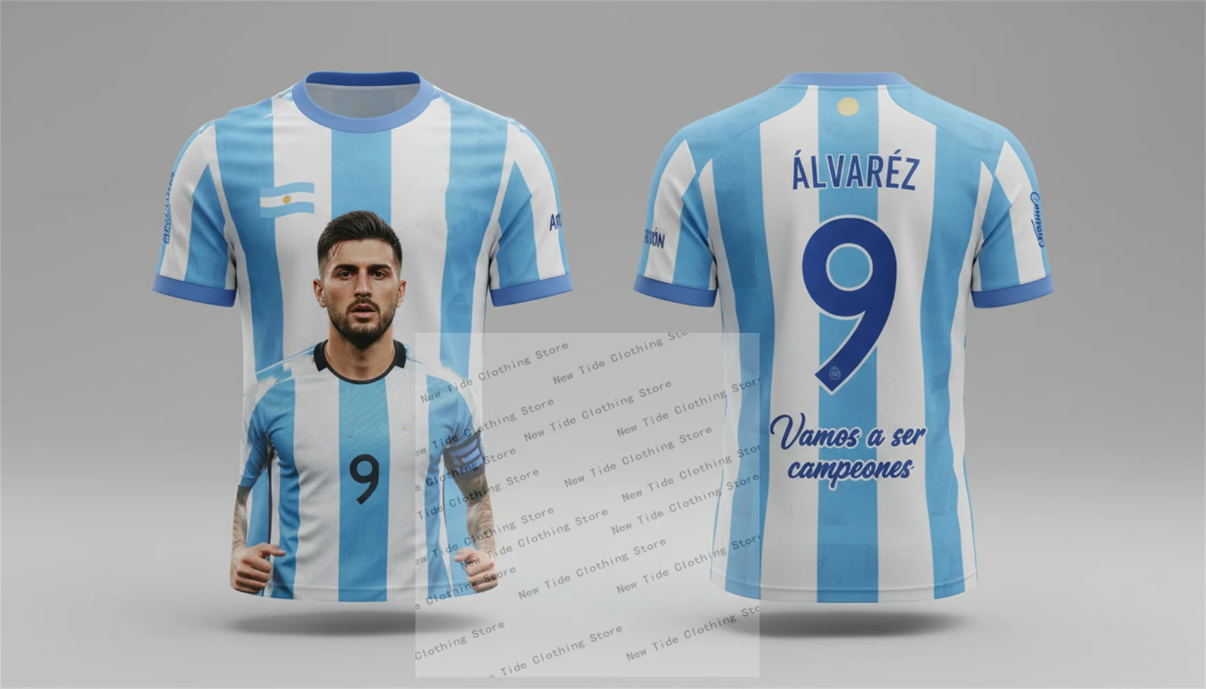 الأرجنتين 2026 كرة القدم كرة القدم جيرسي وتي شيرت للرجال المشجعين سوف نكون أبطال - نمط نسخة المعجبين دعم فريقك #4