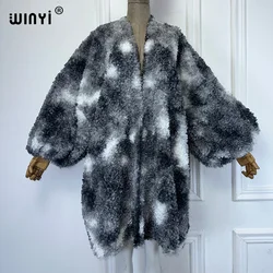 WINYI Tie-dyed loose cardigan winter coat Africa kimono Middle East fashion abaya dubai luxur winter outfits for women overcoat