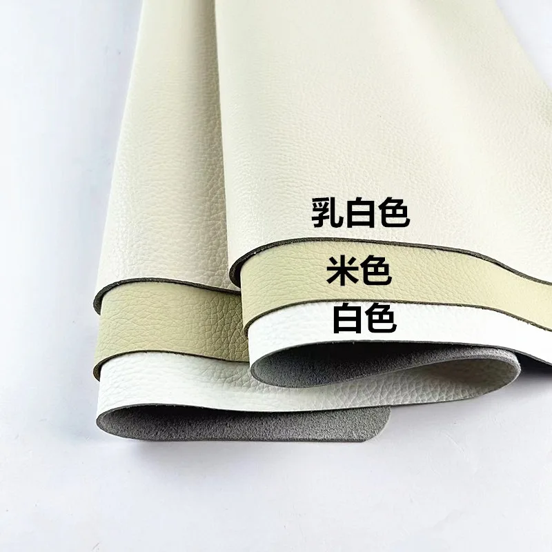 White Cowhide Genuine Leather, First Layer Beige Leather Fabric, Bedside Soft Leather Sofa Fabric Wholesale