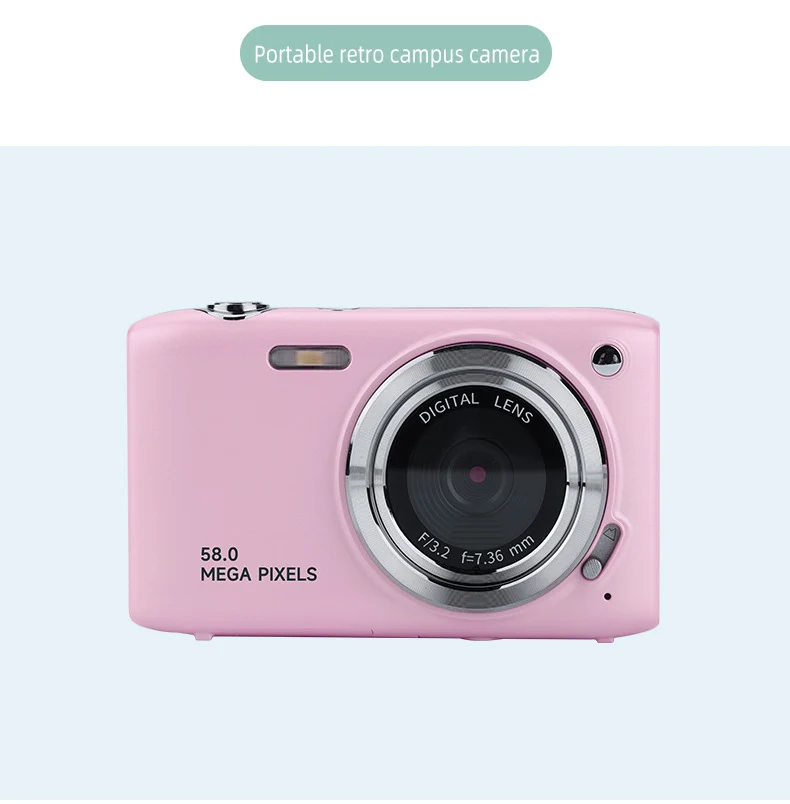 Kamera Digital HD 58 Megapiksel Layar 2,88 Inci untuk Pelajar, Tingkat Pemula, Multi-Warna, CCD, Kamera Digital Portabel Terjangkau