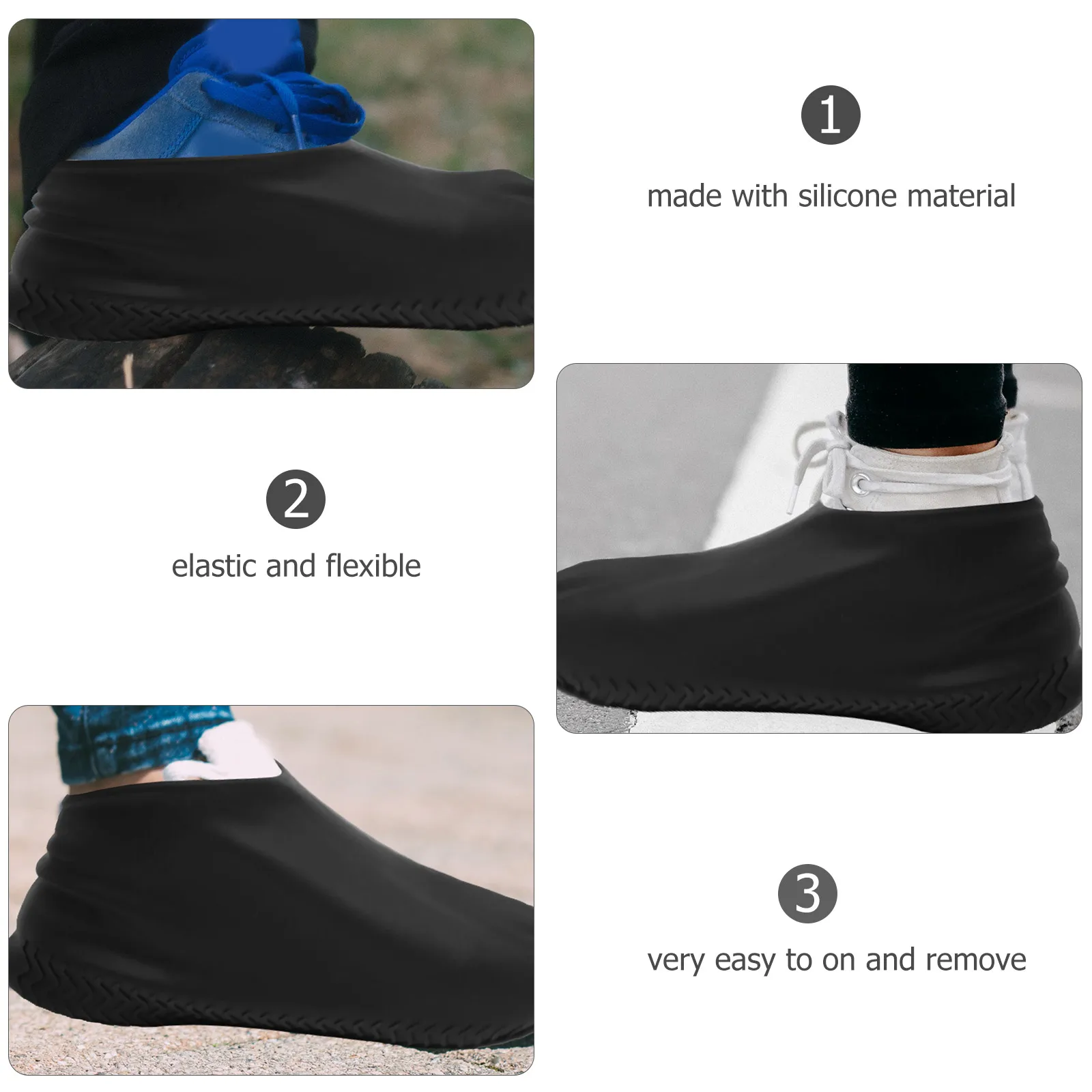 

Waterproof Overshoes Adult Shoes Cover Black Boot Protector Unisex Anti Slip Rainy Day Silicone Shoe Case Outdoor Travel