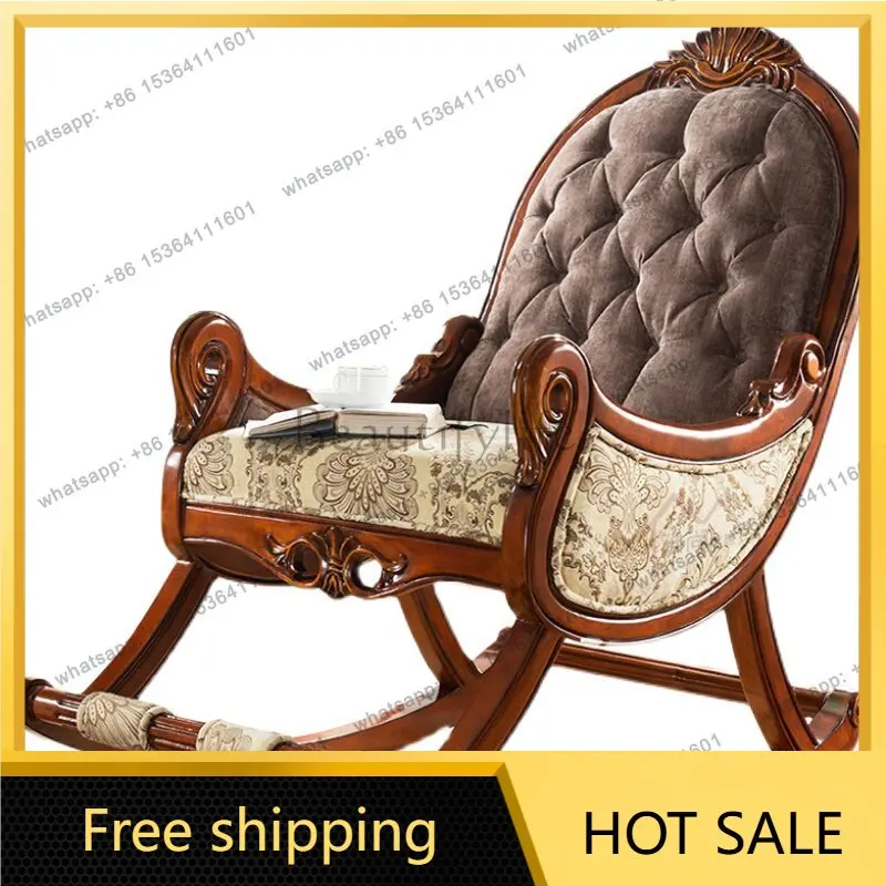 XX. American all-solid wood rocking chair, European fabric home sofa chair