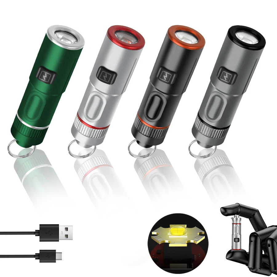 1000 lm MINI przenośna latarka LED latarka akumulatorowa USB z naszyjnikiem brelok latarki Camping wędkarstwo latarnia kieszonkowa