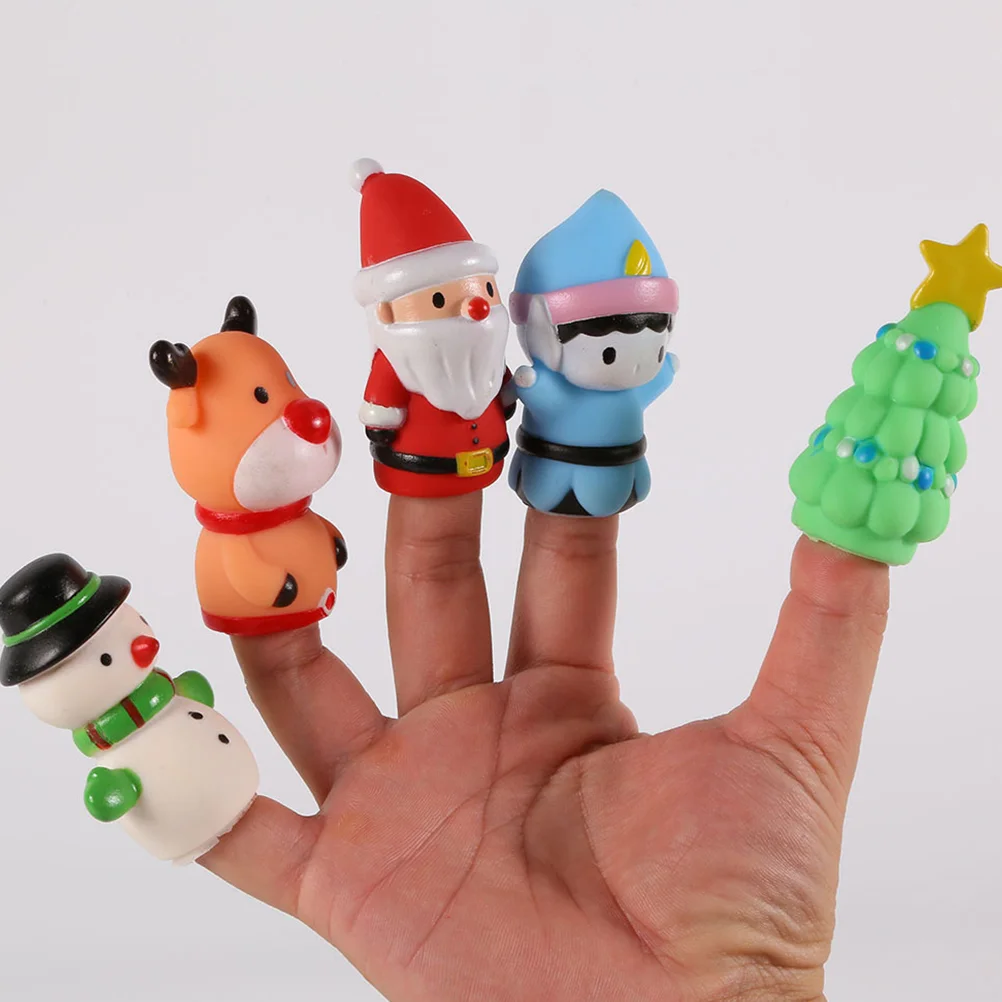 5-teiliges Weihnachts-Finger-Plüschfigur-Spielzeug für Kinder, Kinder, Puppen, Puppen, Kieselgel, Baby im Vorschulalter