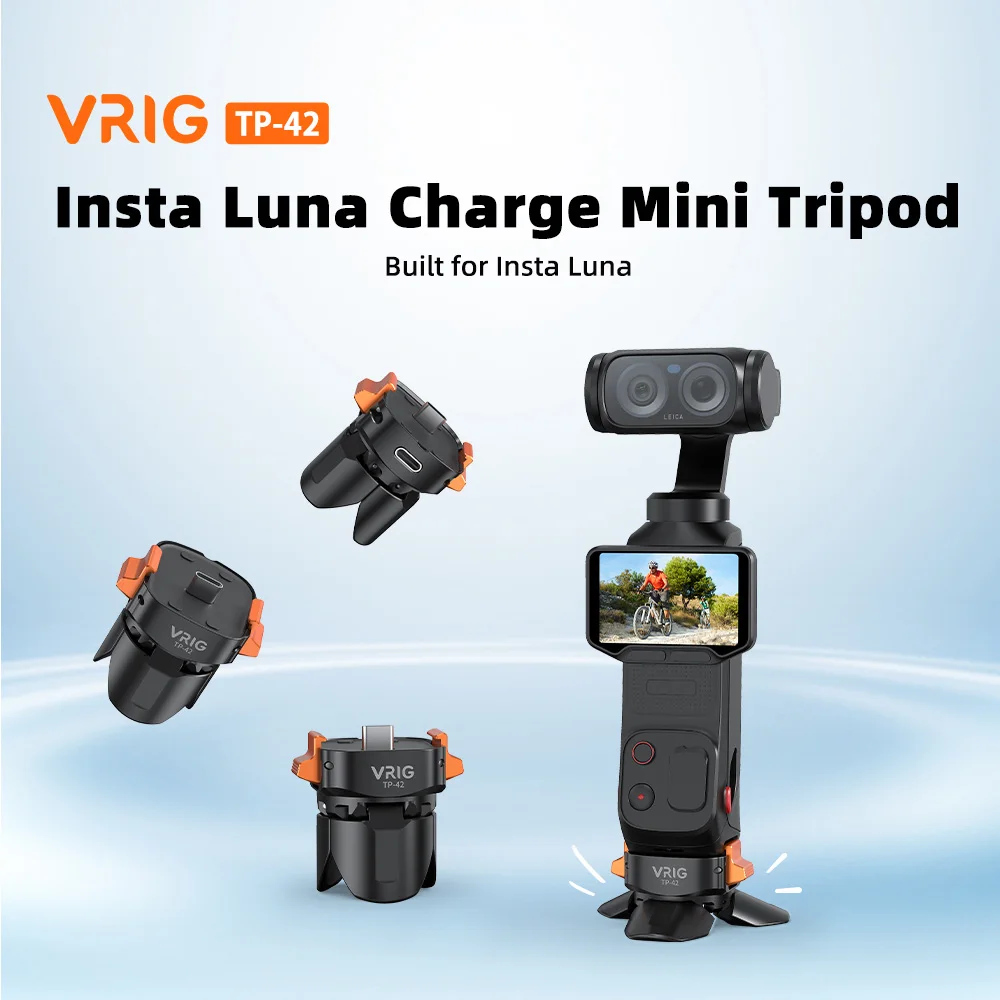 VRIG Quick Release Charging Base Mini Auto Open Tripod For Insta360 Luna Type C Charge Data Transfer Aluminum Camera Accessories
