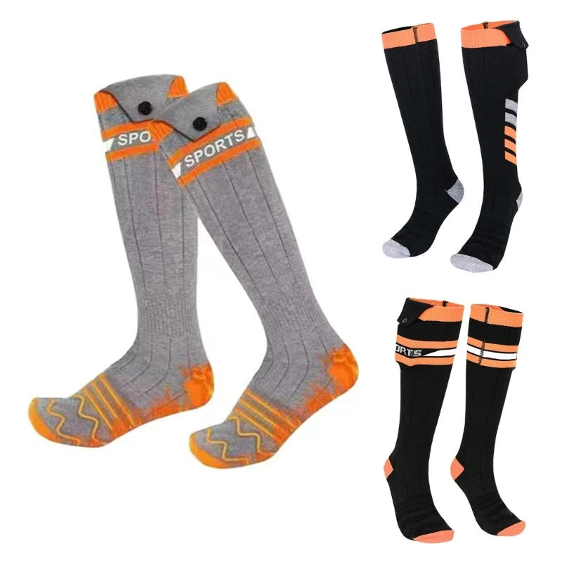 YUYU App Controlled Warm Heated Socks with 5000mAh Rechargeable Battery Stylish Black Stripe Socks for Chilly Outdoor Sports