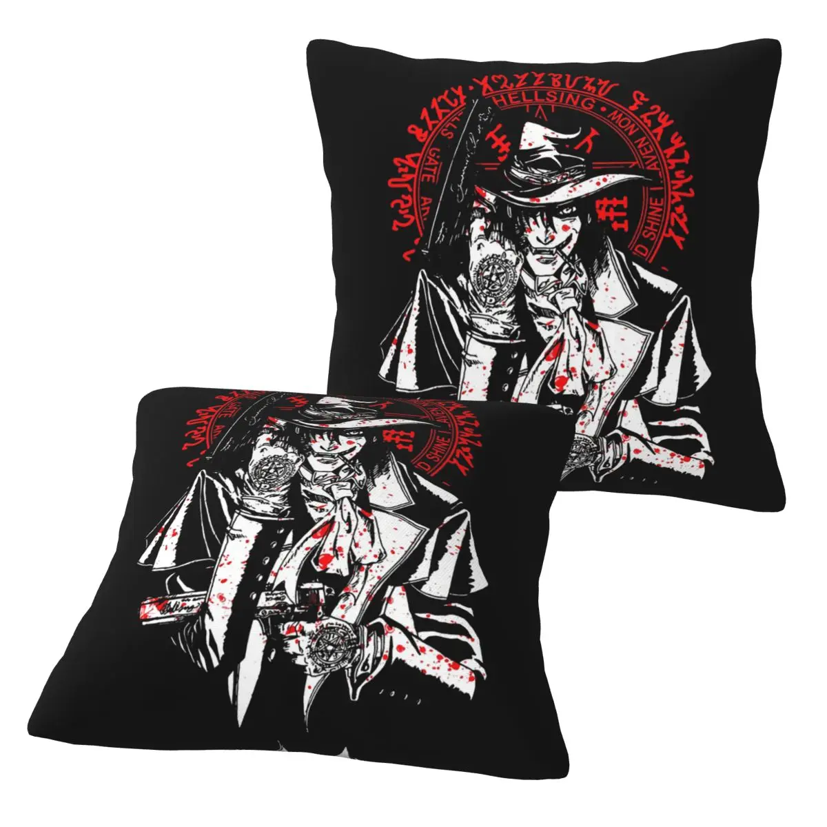 Alucard Hellsing Manga 2 pcs Square Pillowcase Pillow Cover Cushion Decor Comfort Throw Pillow for Home Car