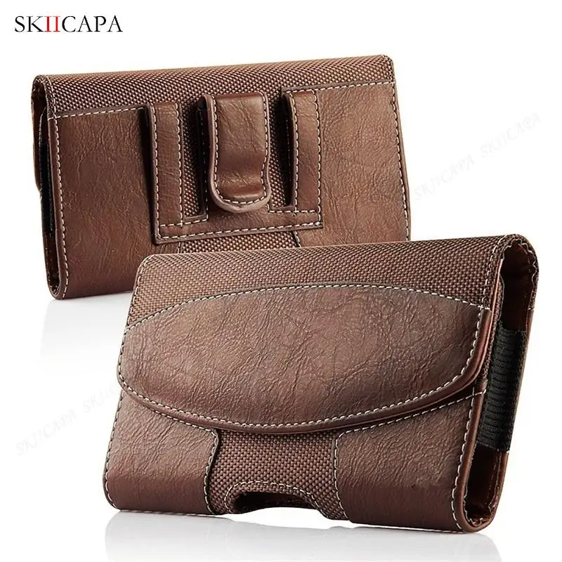 Phone Bag Universal Leather Phone Case Pouch For Xiaomi Redmi Note 13 Pro Plus Gaming Holster Belt Clip Waist Bag Phone Cover