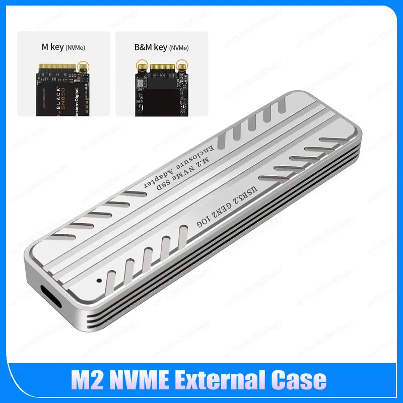 M2 PCIE NVME SSD External Enclosure NVMe to USB Adapter 10G USB3.2 External Box Support 2280/2260/2242/2230 SSD E8BE