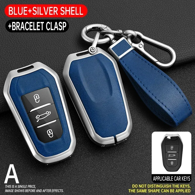 

Leather Zinc Alloy Car Remote Key Case Cover Shell For Peugeot 4008 5008 308 408 508 Citroen C1 C2 C4 C6 C3-XR Picasso Grand DS3