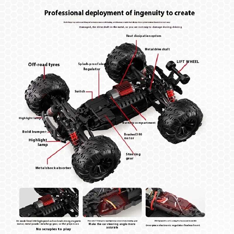 

Rc Remote Control Brushless Professional Four-Wheel Drive High-Speed Drift Climbing Off-Road Toy Racing Car