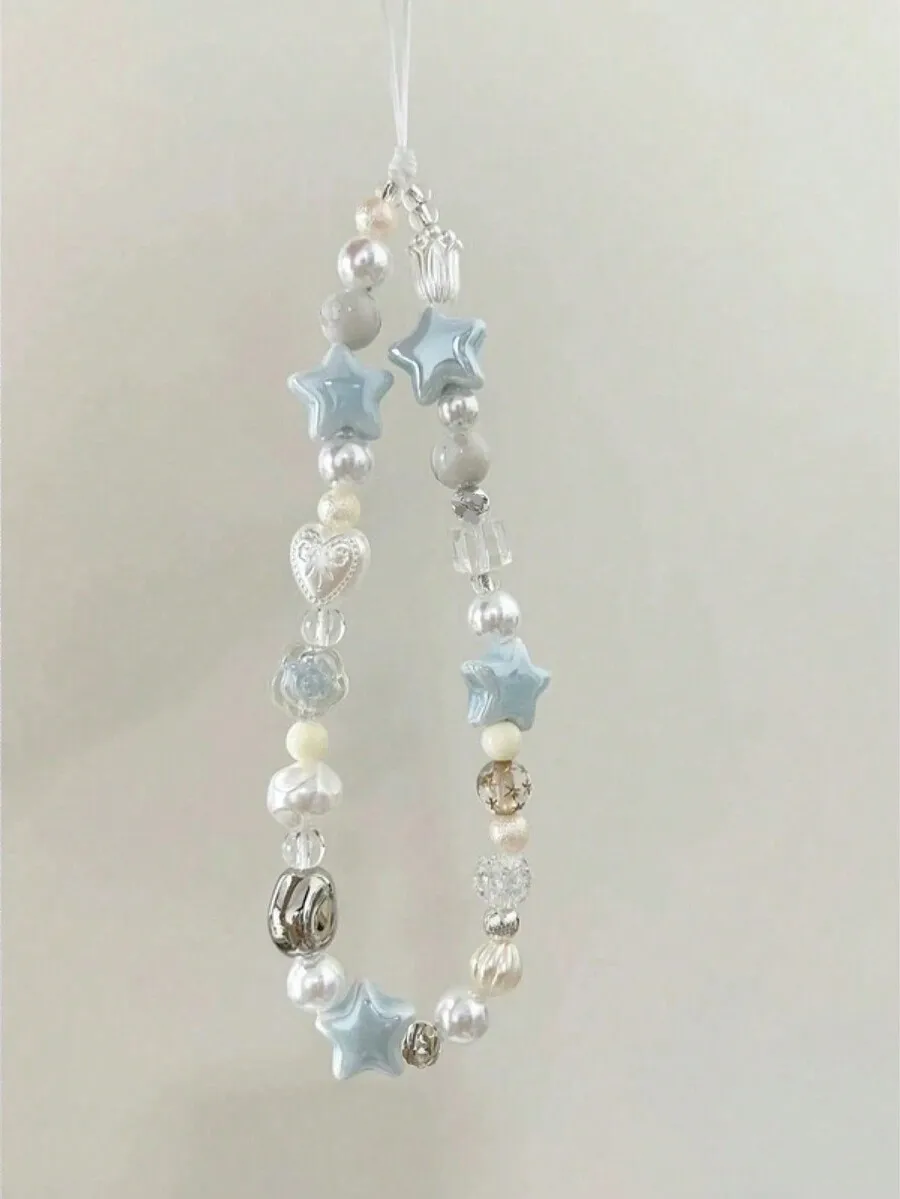 1pc Summer Sea Salt Star Beaded Phone Lanyard Strap, Minimalist Phone Case Pendant, Y2K Style Gift For Mother, Family, Friends B