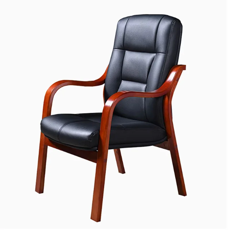 Solid Wood Conference Chair Office  Computer  Leather BackTraining Chair Boss