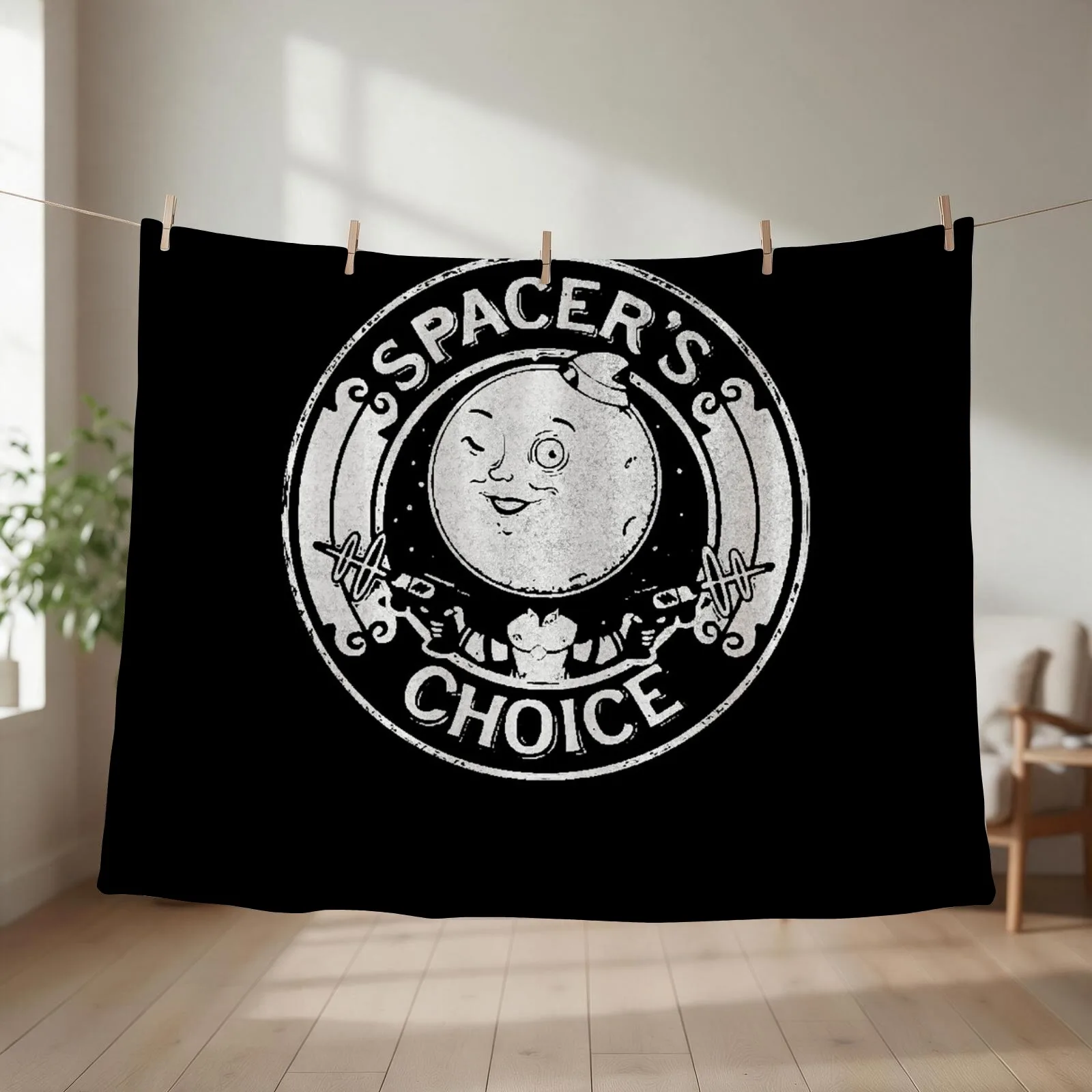 Spacer's Choice Distressed White Logo The Outer Worlds Throw Blanket couch cozy soft plush fuzzy picnic outdoor blanket