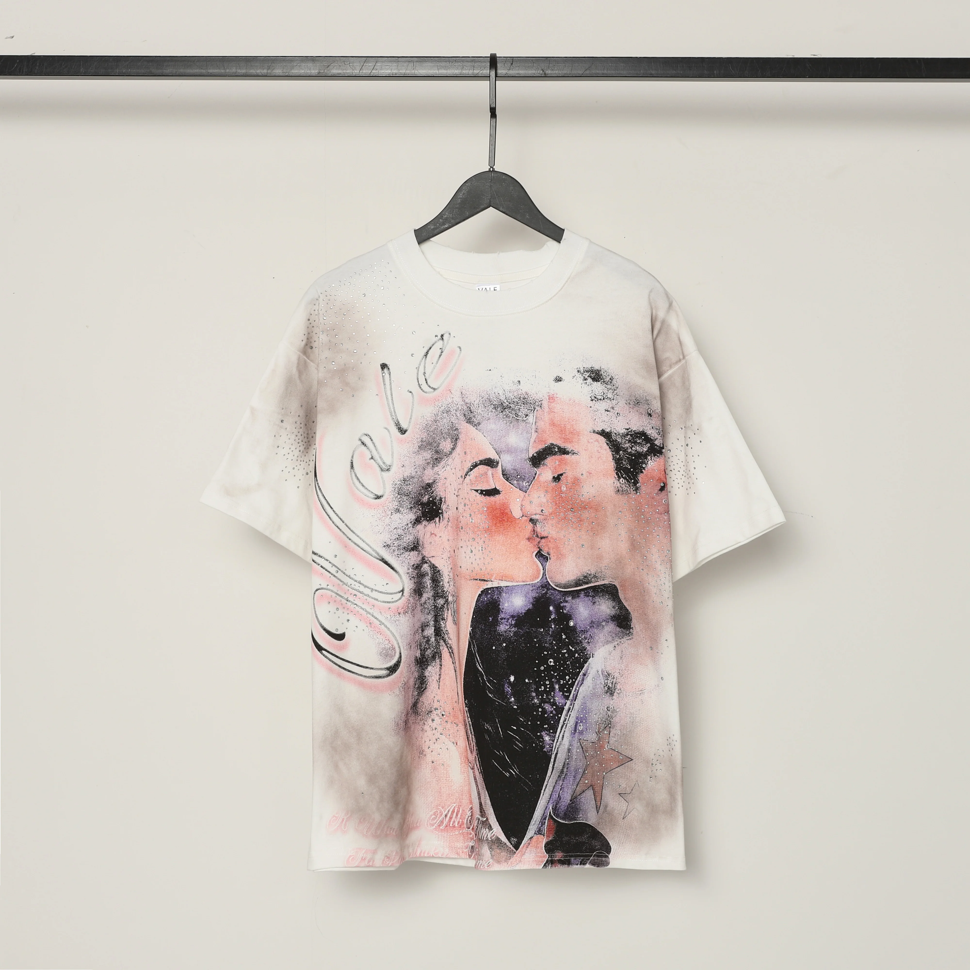 

High Quality VALE VALLEY Dreans Washed Hand Worn T SHIRT Fashion T-Shirts Men Summer Style Women Vintage T Shirt Tee