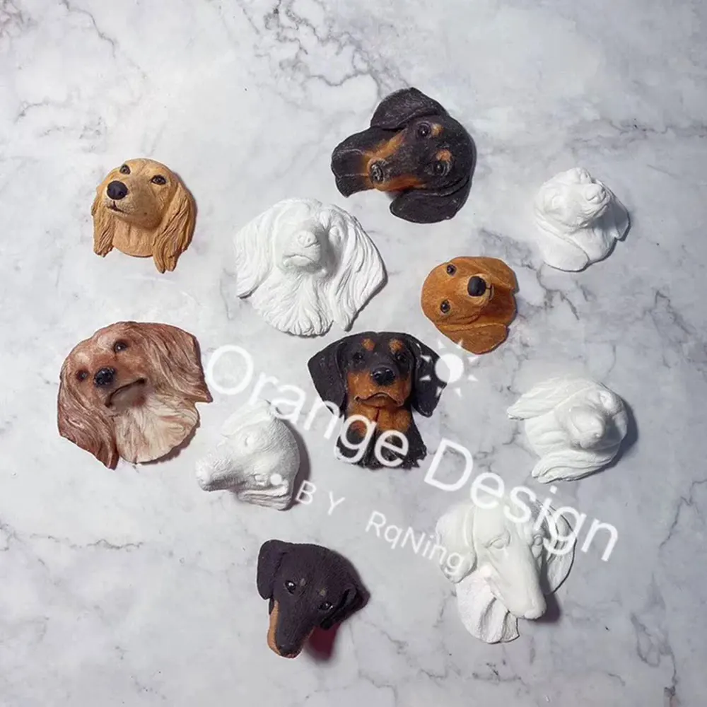 Dachshund Head Plaster Candle Mold DIY Pet Dog Avatar Fondant Clay Mold Car Air Vent Decoration