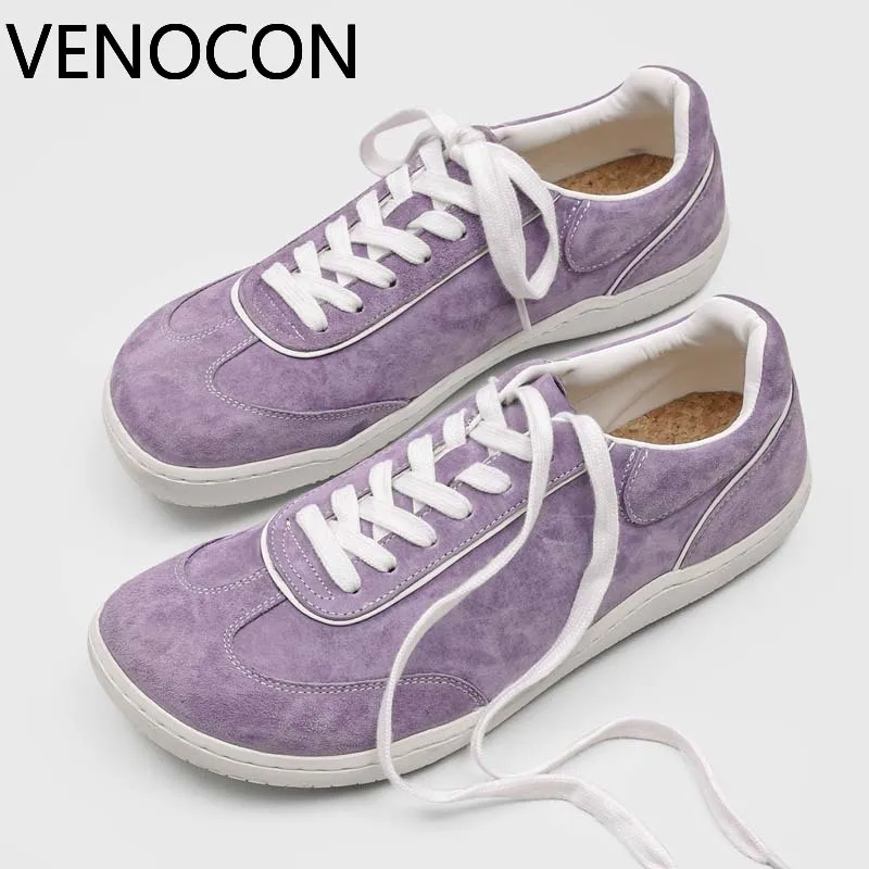 VENOCON Men's Women's Barefoot Wide Ball Fit Toe Box Nose Feet Zero Drop Fabric Leather Upper Shoes Sneakers For Men Man Woman