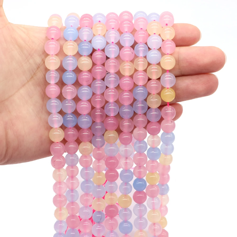 4/6/8/10mm Candy Farbe Morgan Achat Perlen Runde Lose Spacer Perlen für Schmuck Machen DIY handgemachte Armband Halskette Zubehör