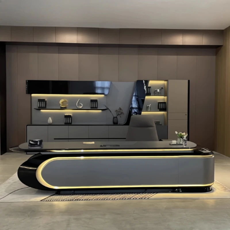 Organiser Large Computer Desk Lamp Charging Storage Executive L Shaped Office Table Reception Reading Bureau Office Furniture