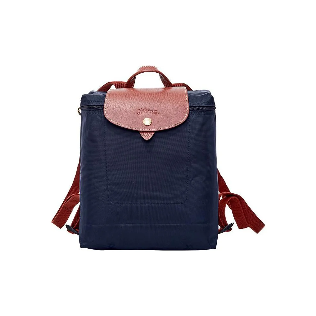 LONGCHAMP Canvas With Leather Trim Backpack Women's Marine Blue 1699089P68