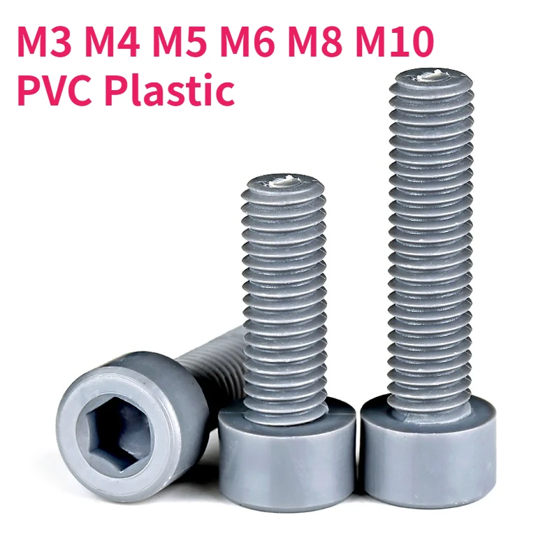 

M3 M4 M5 M6 M8 M10 Pvc Hexagon Hex Socket Cap Screw Plastic Corrosion-resistant Acid And Alkali Insulation Allen Bolt