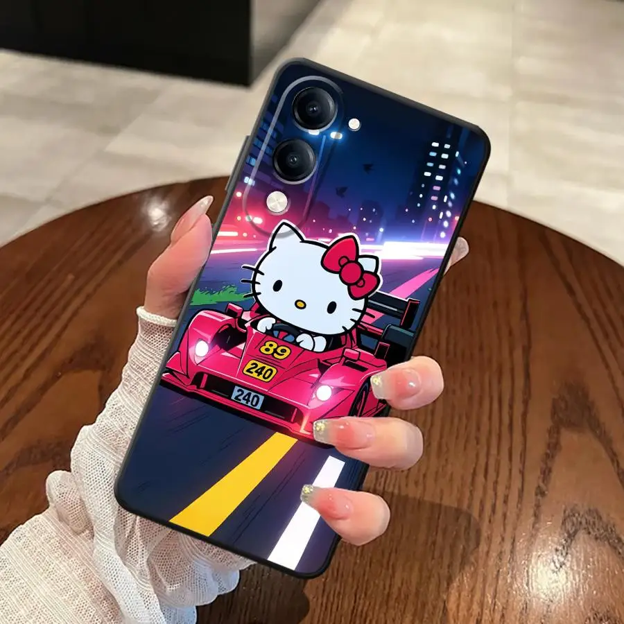 سباق السيارات مرحبا كيتي الحال بالنسبة ل Vivo Y27 Y30 Y33S Y35 Y19 Y31 Y36 Y20 Y21 Y02 Y11 Y22 Y12 Y15S Y16 Y17 لينة الغطاء الخلفي للهاتف