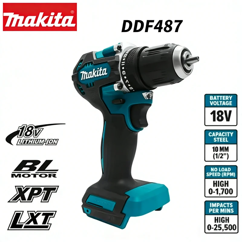 

Makita battery 18V DDF487 10mm brushless lithium rechargeable impact drill,household hand drill,high torque electric screwdriver
