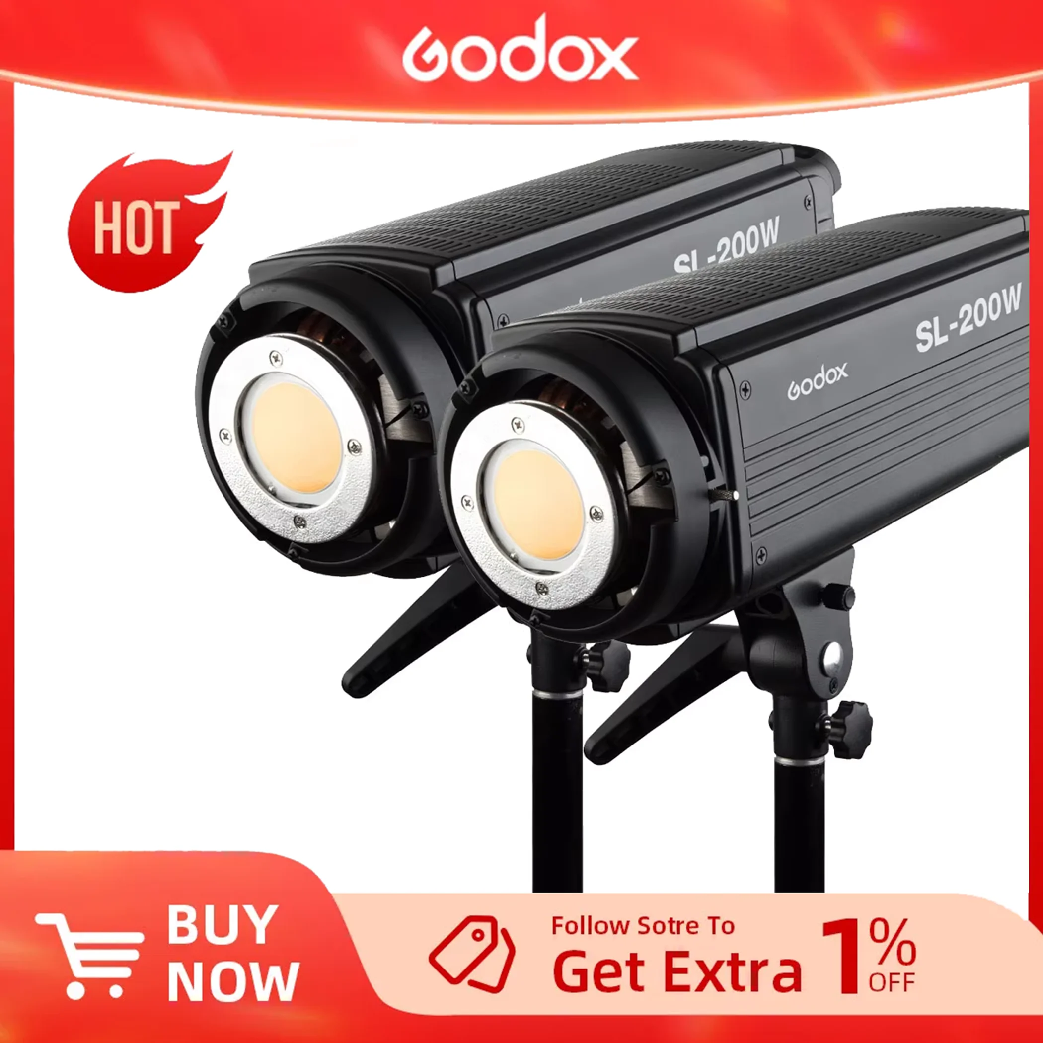 

Godox SL-200W 2x 200Ws 5600K Studio LED Continuous Photo Video Light Lamp w/ Remote（Free DHL）