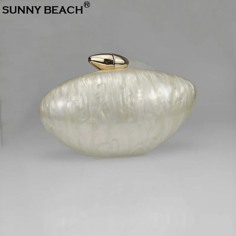 

Модный роскошный уникальный белый клатч для выпускного вечера в форме фасоли, акриловый вечерний кошелек, женская сумка через плечо для свадебной вечеринки