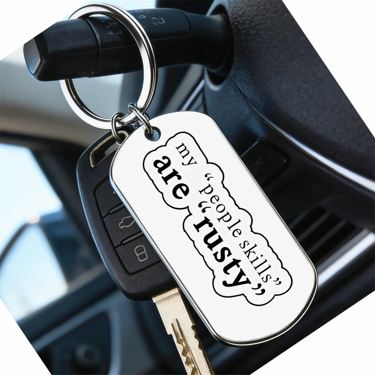 1Pc Stainless Steel Dog Tag Keychain My 
