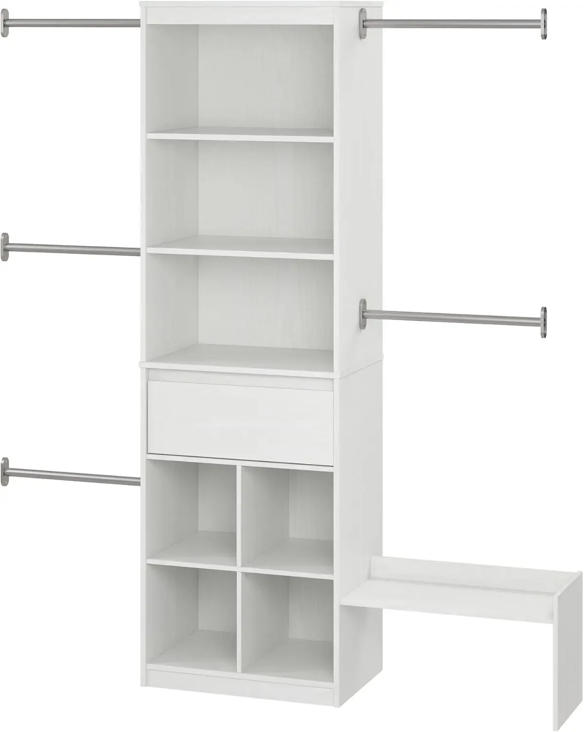 Grow with Me Verstellbares Schrank-Organizer-System für Kinder, 15,69" T x 95,44" B x 76,62" H, Weiß