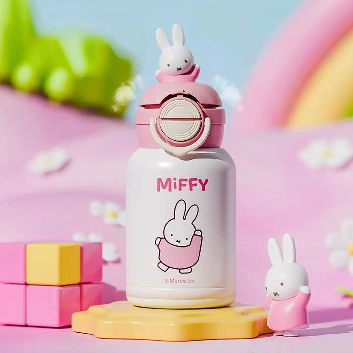 580Ml Miffy Kawaii Cartoon Stainless Steel Insulated Cup Cute Anime Rabbit Portable Water Cup Sweet Thermos Cup