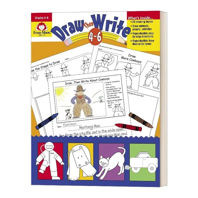 Evan-Moor Draw...Then Write, Grades 4-6 Workbook,aged 9 10 11 12, English book 9781557998033