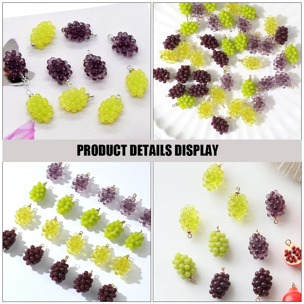 

4pcs Grape Pendant Jewelry Charms DIY Bracelet Accessories Purple Resin Ornament Silver Durable Compact Lightweight Key Ring