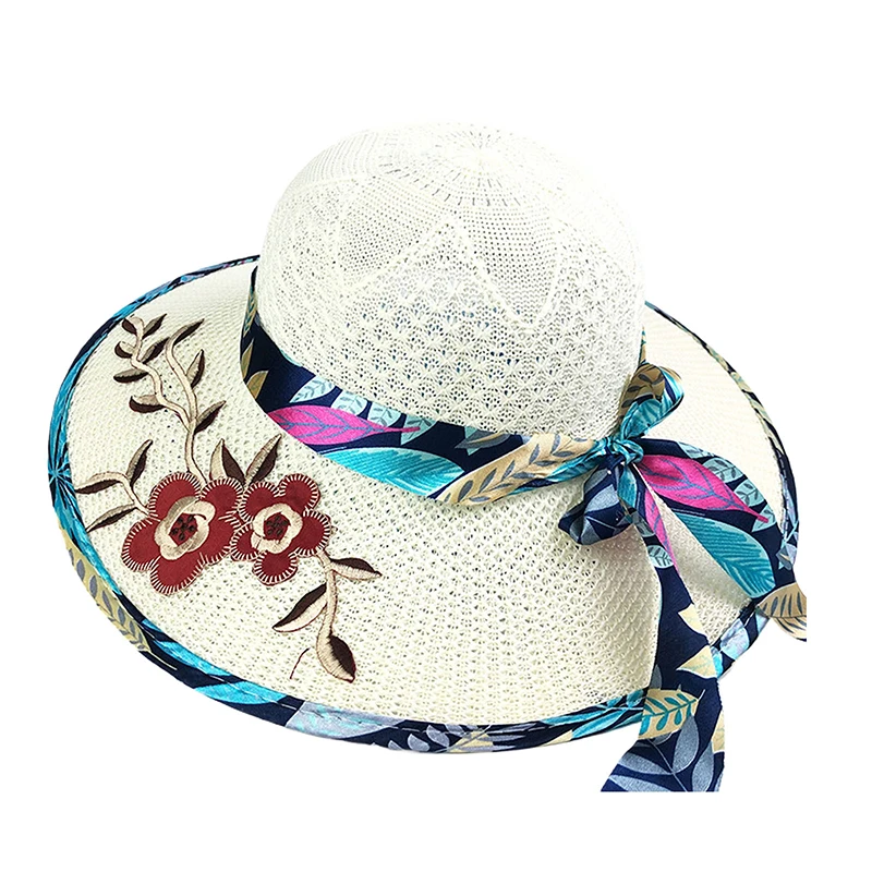 Simple Foldable Wide Brim Floppy Girls Straw Hat Fresh Beach Women Summer Knited Hats New Sun Cap UV Protect Travel Caps