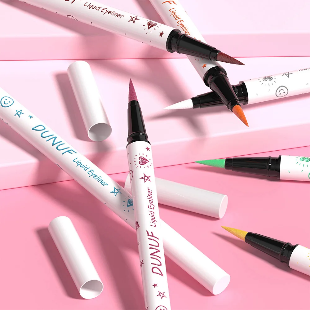 6-teiliges flüssiges Eyeliner-Set, wasserfest, wischfest, lebendige Farben, langlebige Präzisionspitze für geflügeltes Katzenaugen-Party-Make-up