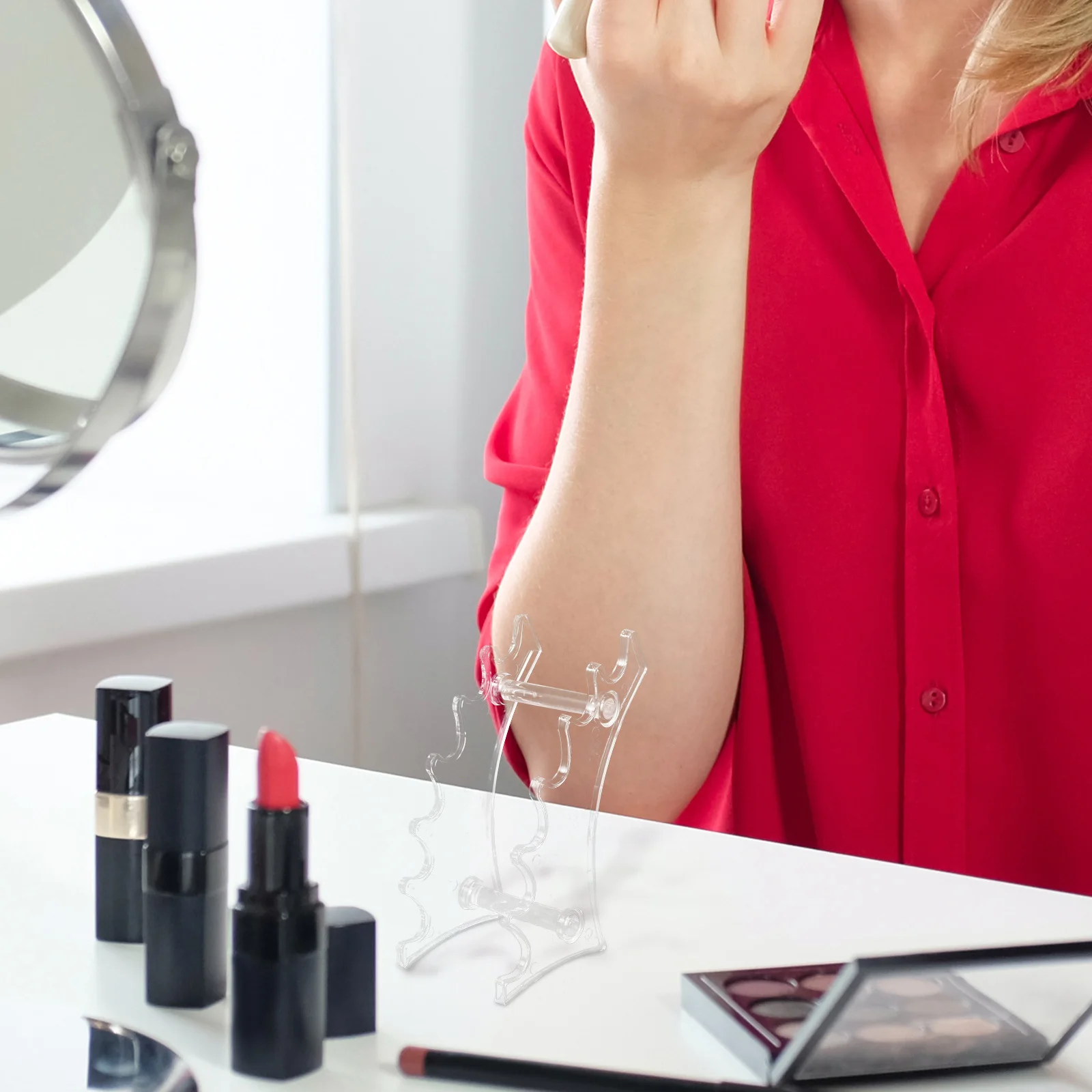 

2Pcs Pen Holder Transparent Plastic Stationery Storage Rack Organizer for Desk with Semicircular Base Easy Install Vertical