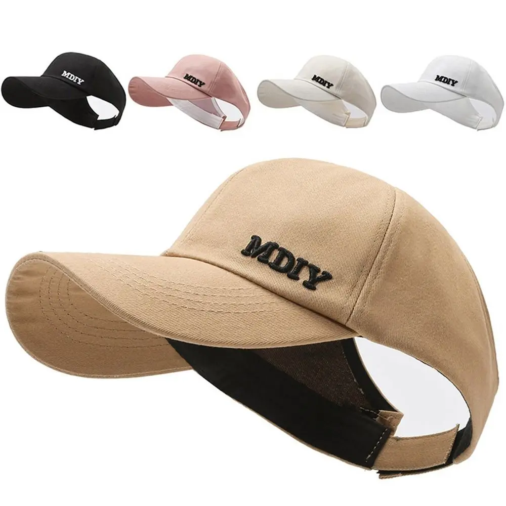 Nuevo Sombrero de cola de caballo de Color sólido para mujer, gorra ajustable de secado rápido con visera, sombrero para el sol medio hueco, verano