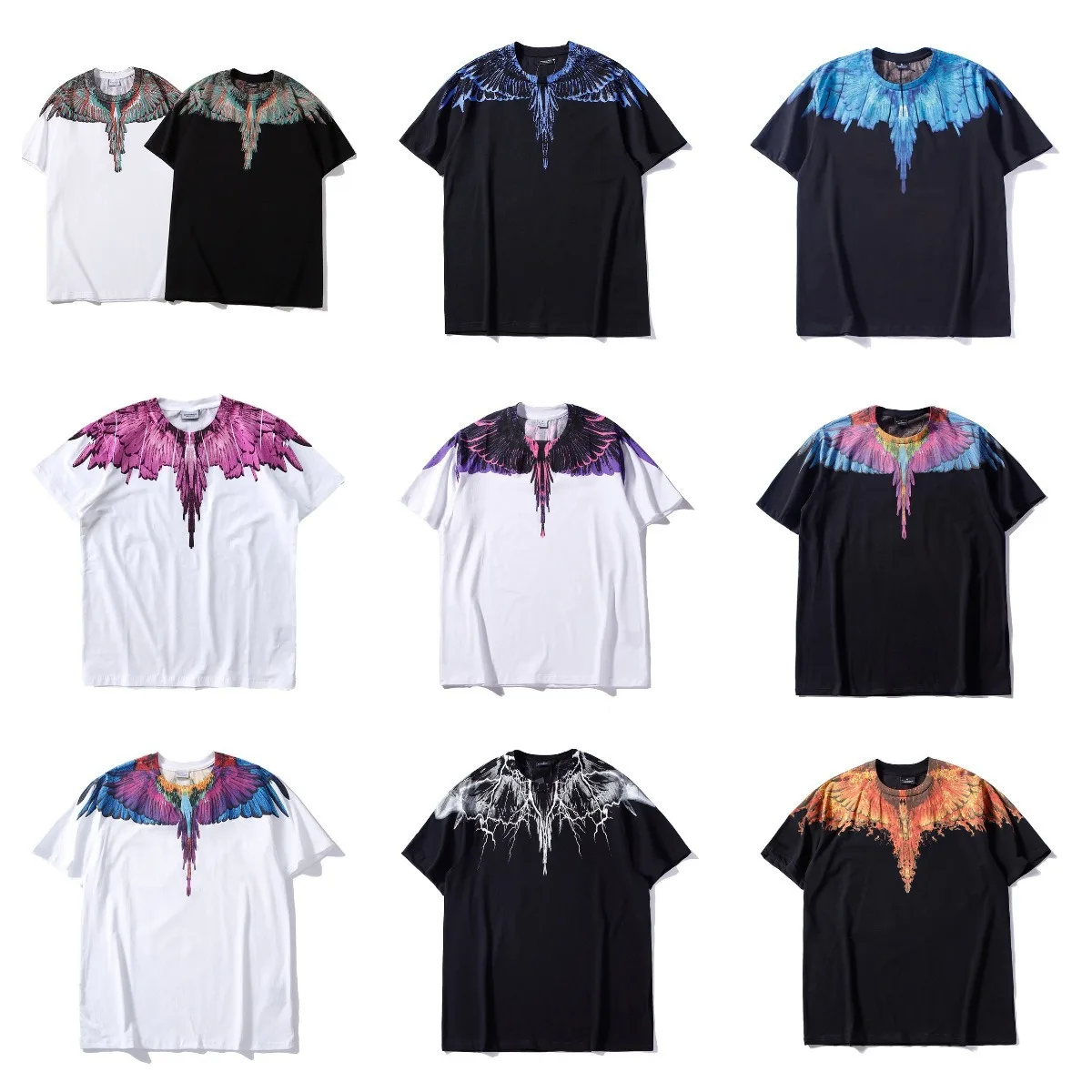 في الهواء الطلق عادية MARCELO BURLON كلاسيكي MB قطرة الماء أجنحة تي شيرت قصير الأكمام للرجال والنساء نصف كم