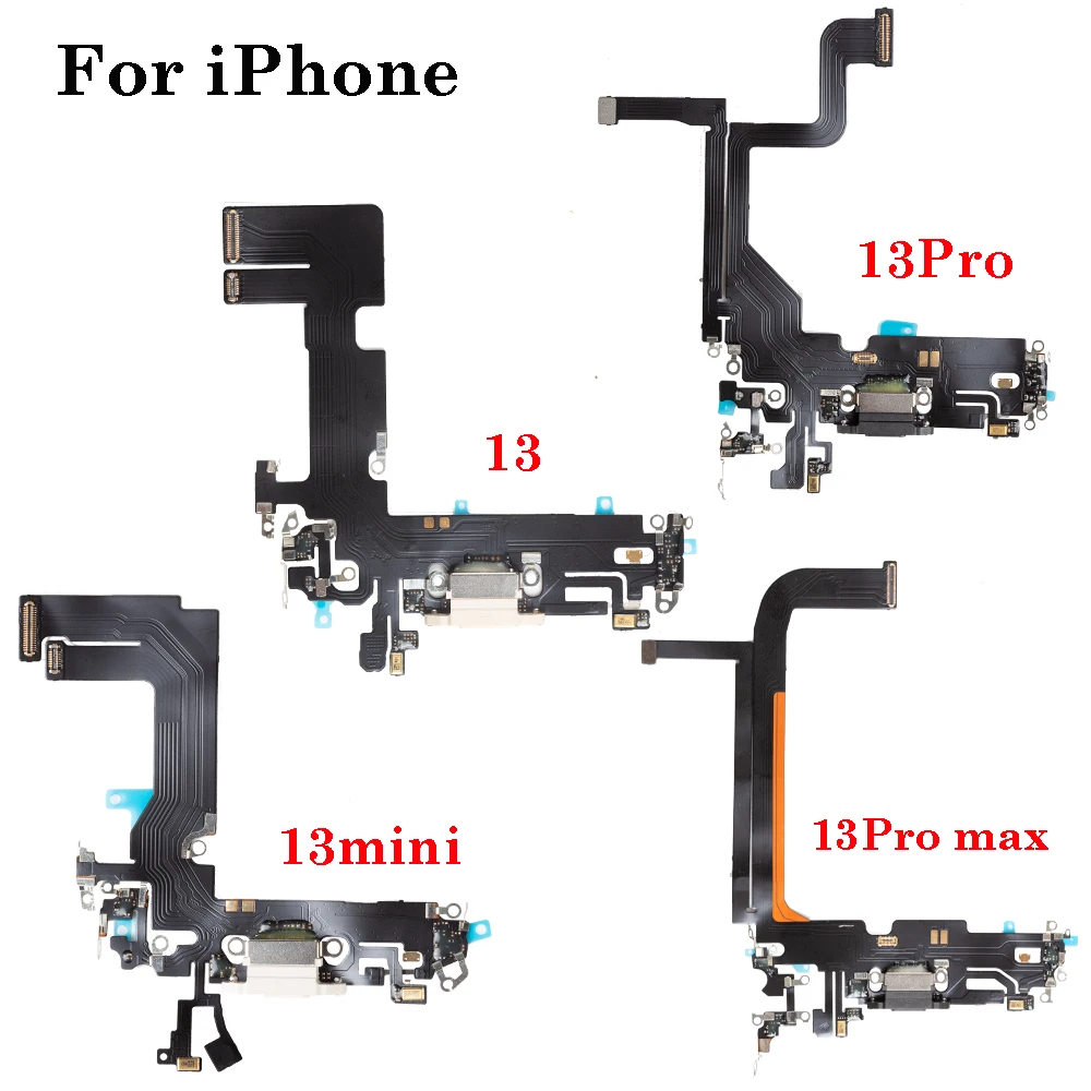 1Pcs USB Charging Port Flex For iPhone 13 14 Pro Max Mini Dock Charger Connector With MicroPhone Headphone Audio Jack Flex Cable