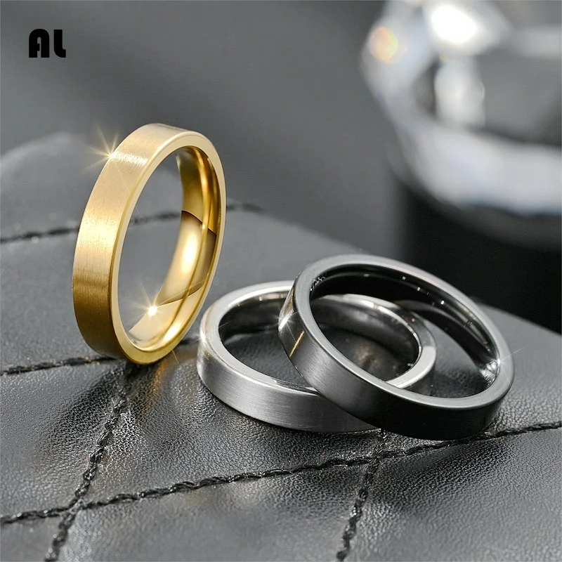 

New 4mm Frosted Titanium Steel Ring Non Fading Niche European and American Jewelry