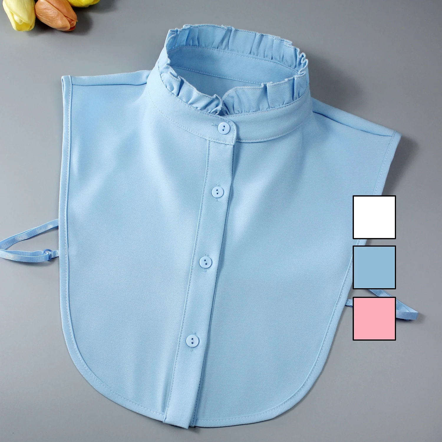 1 peça gola alta com babados e destacável – elegante, versátil e ajustável, com estilo retrô e elegante, suita