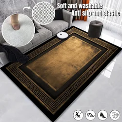 Classical Black Gold Oriental carpet luxury Living Room Decoration Large Area Rugs 160x200cm Bedroom Washable Bedside Decor Mats