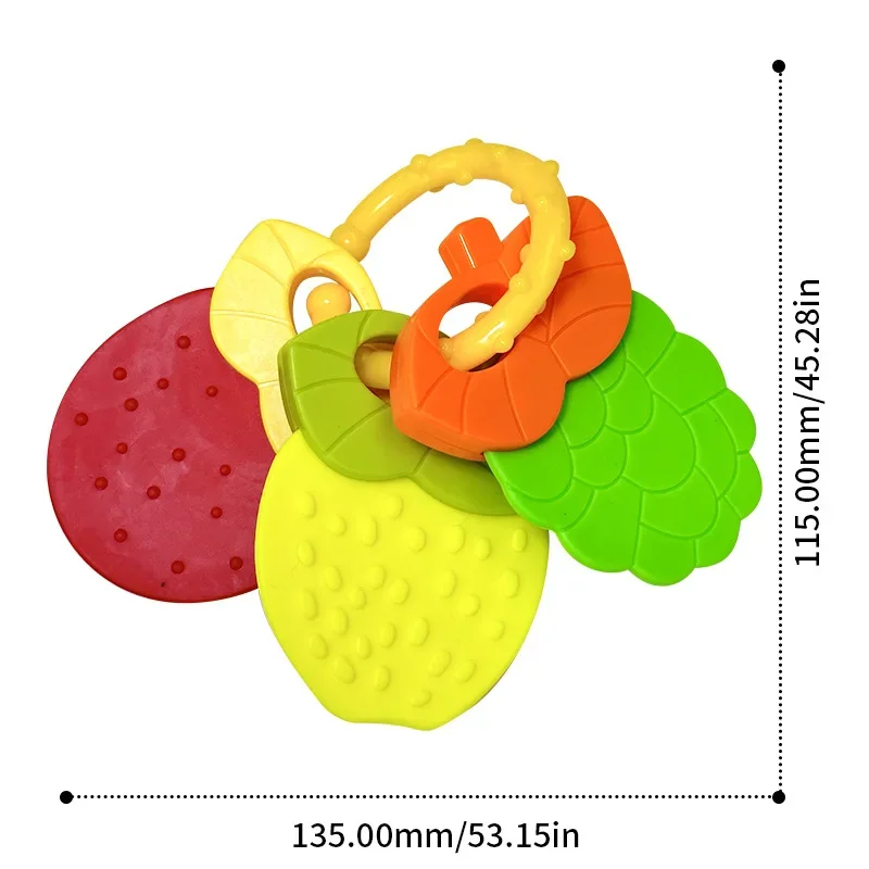 Bebê de borracha macia chocalho estilo fruta mordedor brinquedo recém-nascido grau alimentício silicone mordedores infantil treinamento cama brinquedo crianças mascar brinquedos