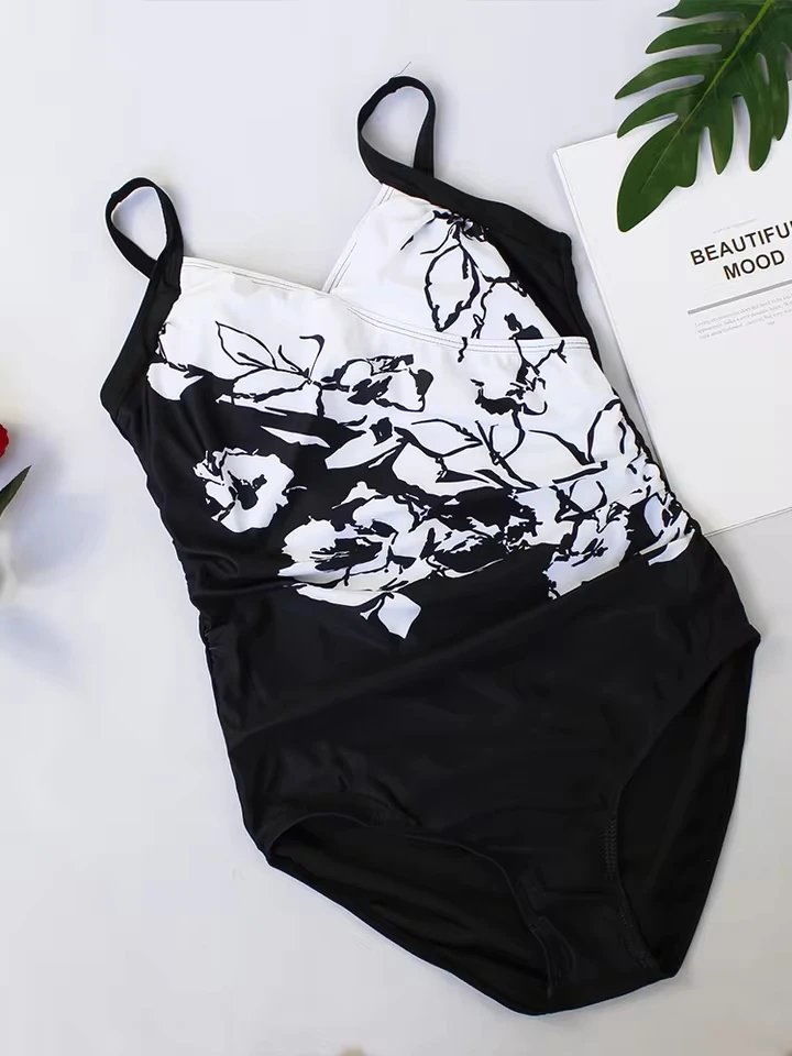 Women Plus Size Swimsuit Closed Body Female Bathing Suit for Pool Beach Wear Sexy One Piece Large Size Swimwear with Push Up
